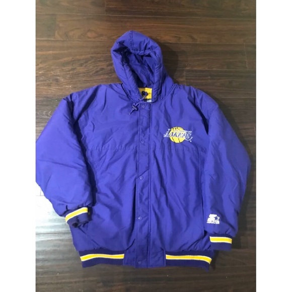 starter lakers puffer jacket